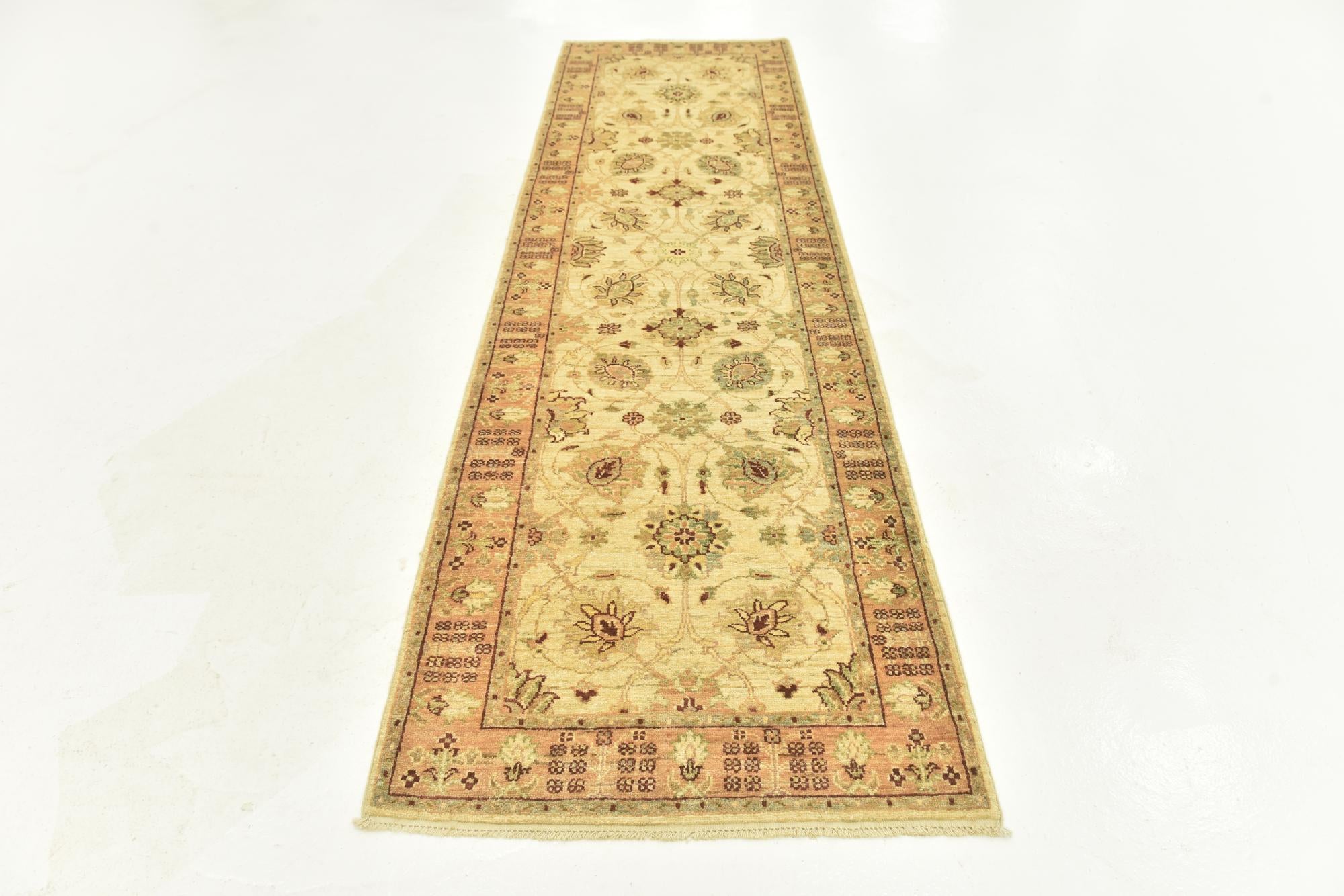2' 9 x 9' 6 Hand Knotted Peshawar Ziegler Runner Rug
