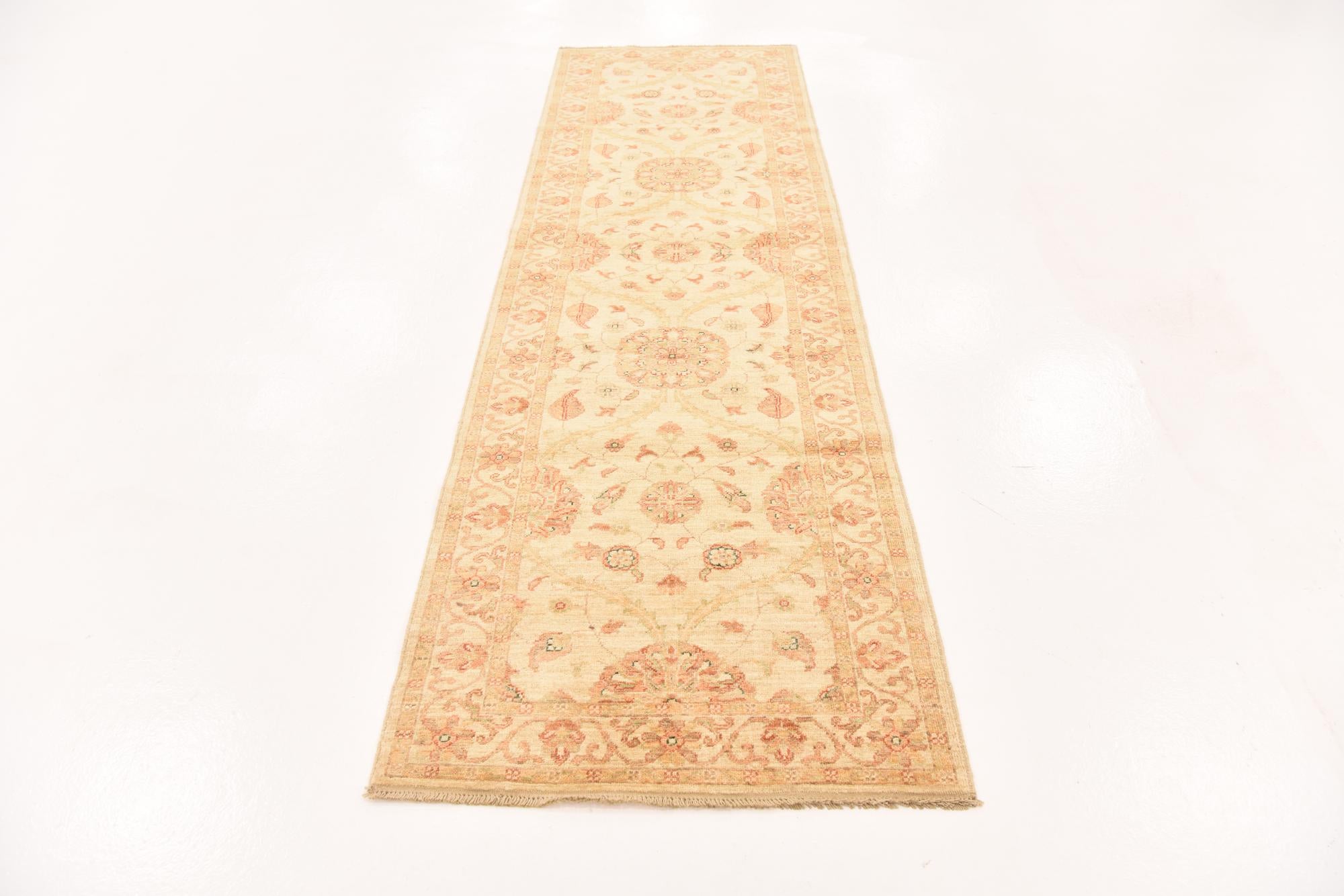 2' 10 x 9' 7 Hand Knotted Peshawar Ziegler Runner Rug