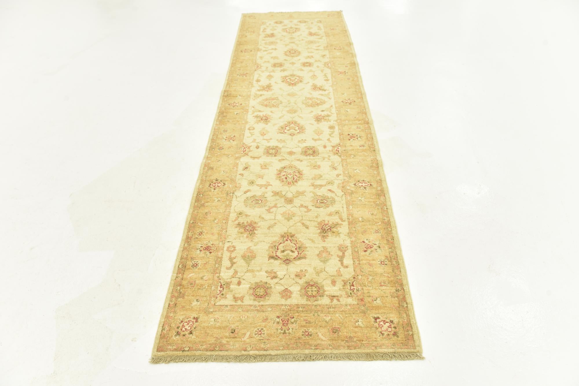2' 10 x 9' 9 Hand Knotted Peshawar Ziegler Runner Rug