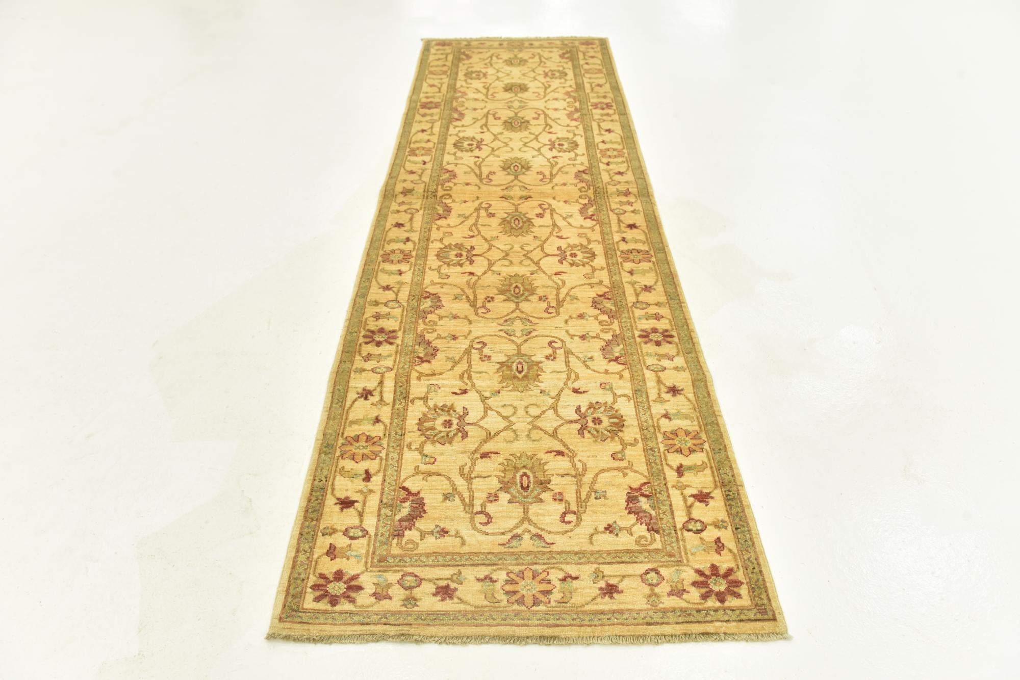3' x 9' 5 Hand Knotted Peshawar Ziegler Runner Rug