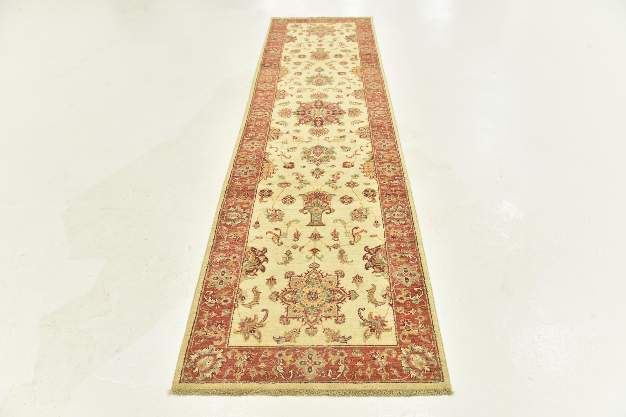 2' 8 x 9' 9 Hand Knotted Peshawar Ziegler Runner Rug