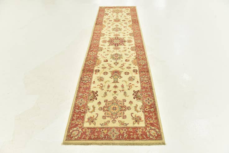 Detail image of 2' 8 x 9' 9 Hand Knotted Peshawar Ziegler Runner Rug