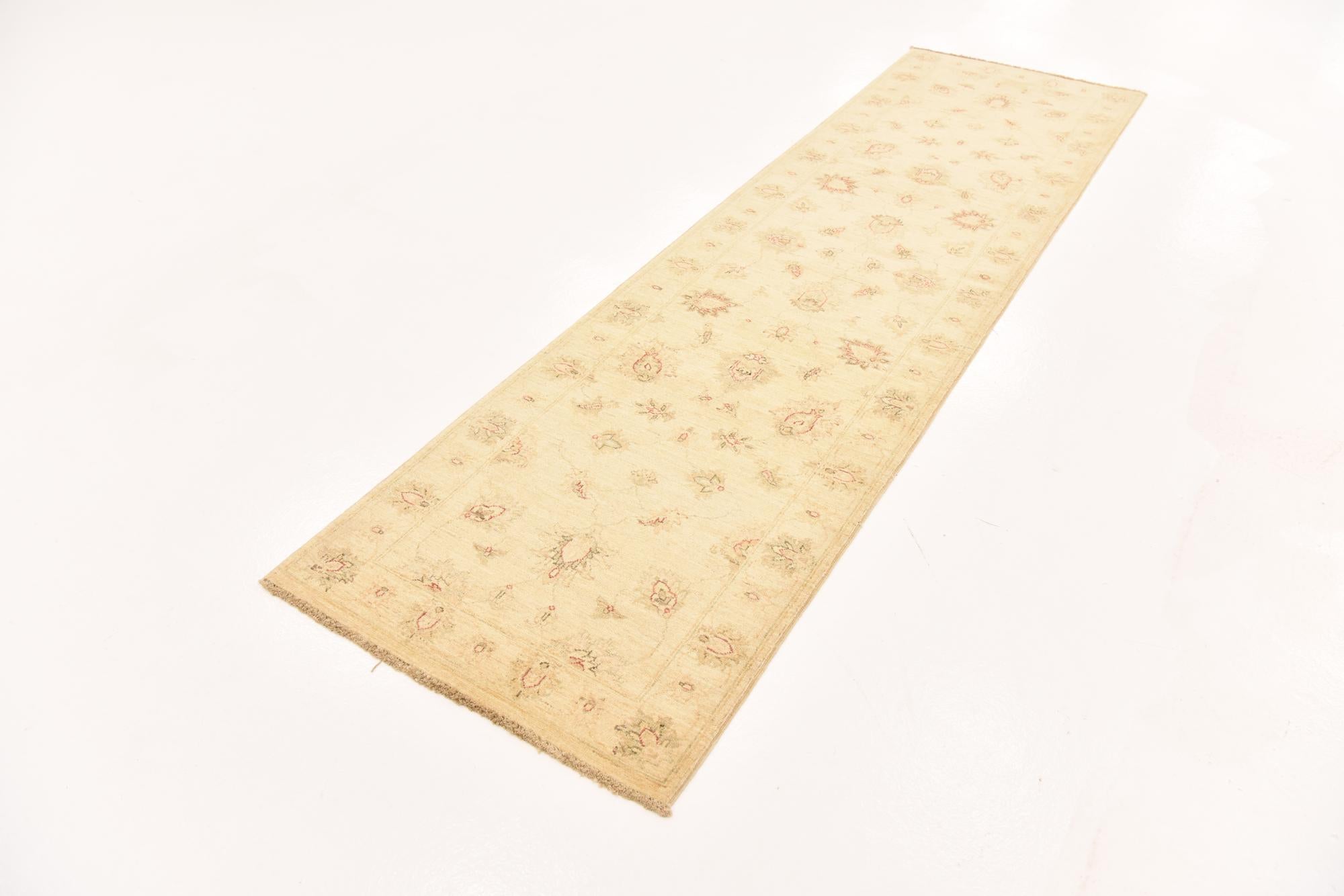 2' 8 x 9' 9 Hand Knotted Peshawar Ziegler Runner Rug