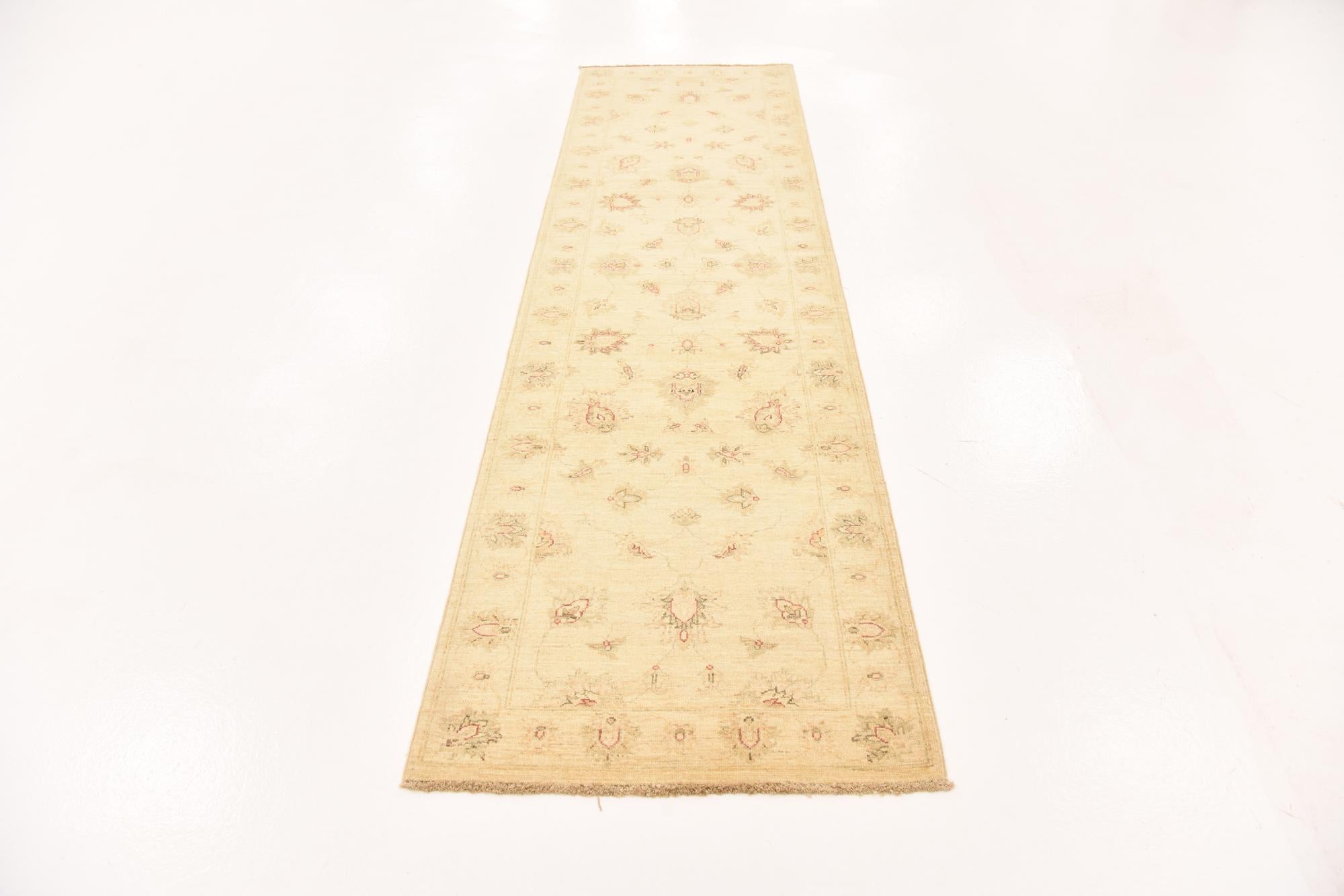 2' 8 x 9' 9 Hand Knotted Peshawar Ziegler Runner Rug