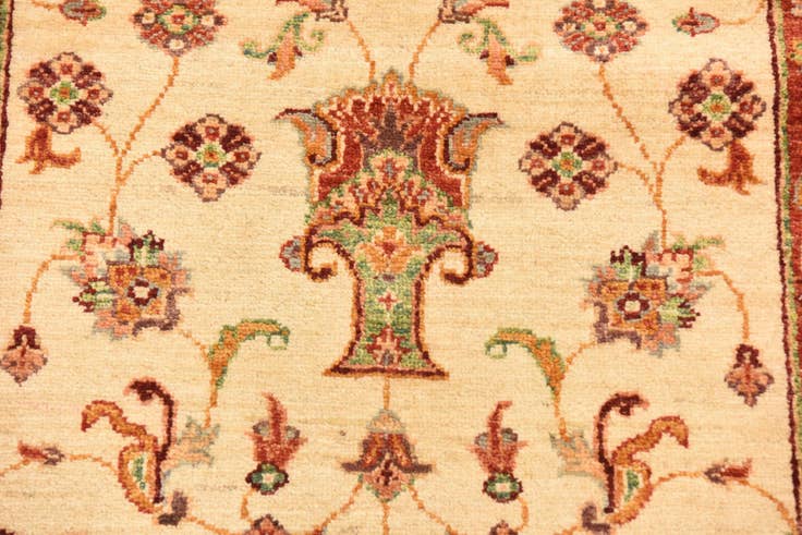 Detail image of 2' 8 x 9' 10 Hand Knotted Peshawar Ziegler Runner Rug
