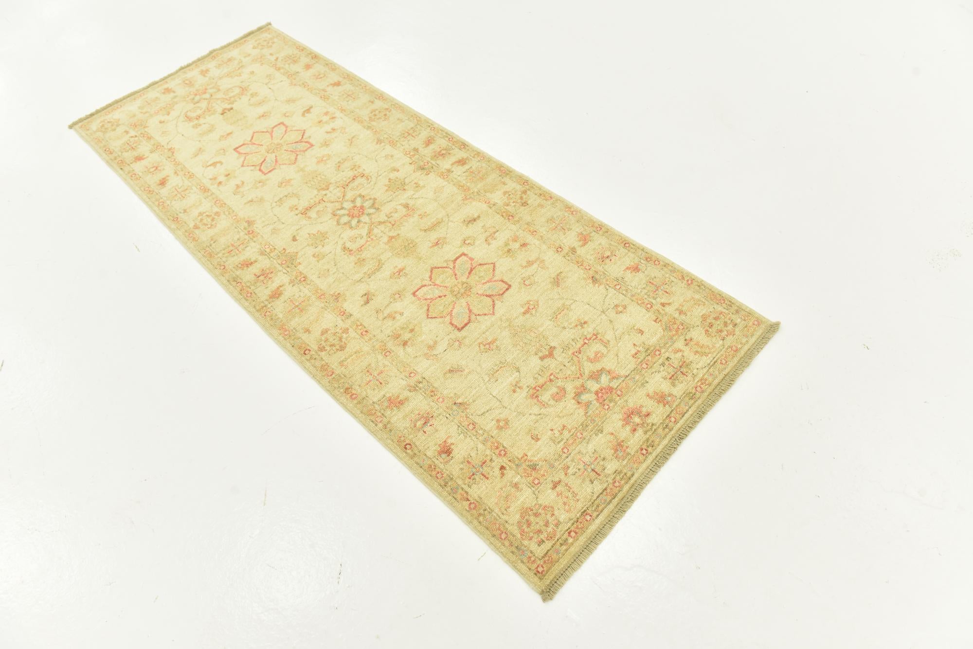 2' 6 x 6' 4 Hand Knotted Peshawar Ziegler Runner Rug