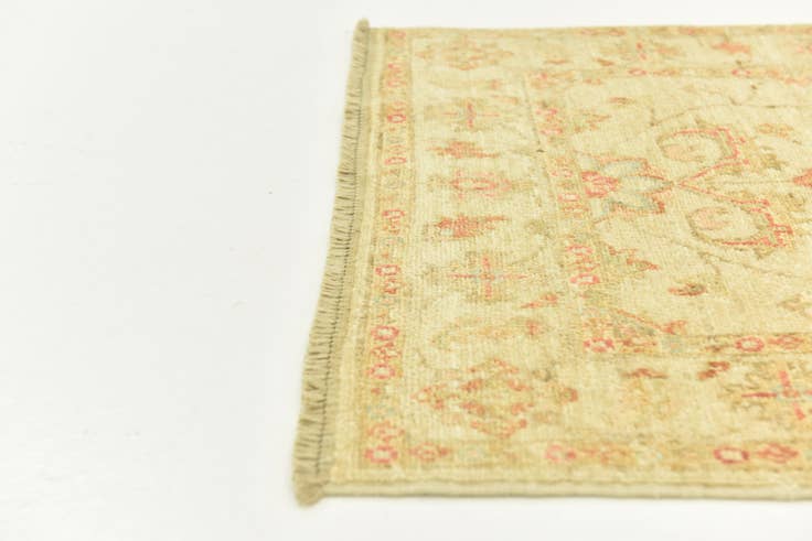 Detailfoto van 75cm x 195cm Handgeknoopt Peshawar Ziegler Loper Vloerkleed
