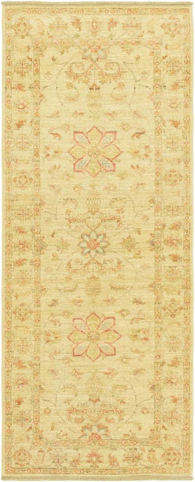 Detailfoto van 75cm x 195cm Handgeknoopt Peshawar Ziegler Loper Vloerkleed