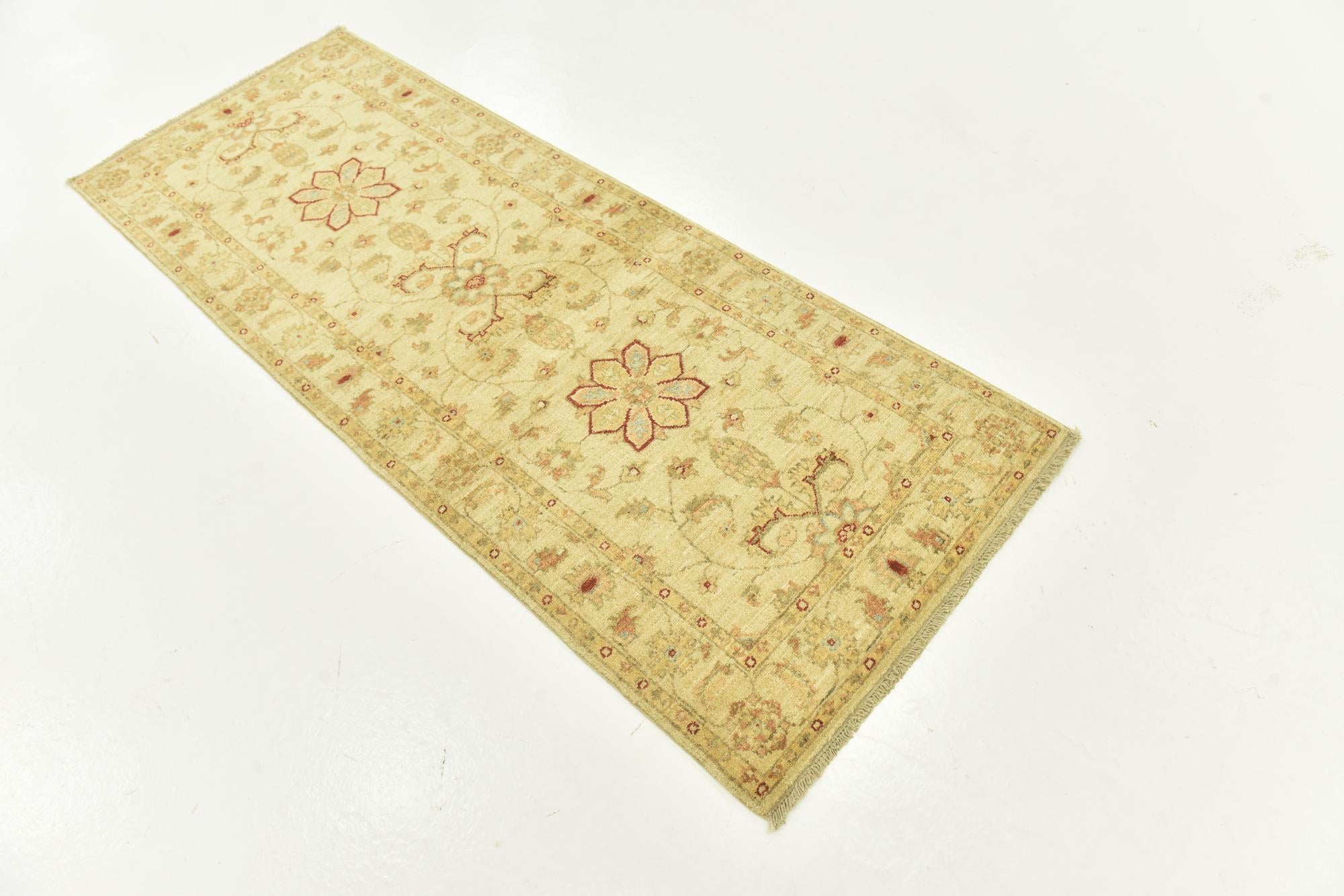 2' 6 x 6' 6 Hand Knotted Peshawar Ziegler Runner Rug