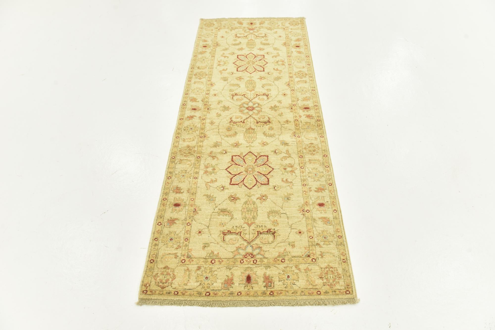 2' 6 x 6' 6 Hand Knotted Peshawar Ziegler Runner Rug