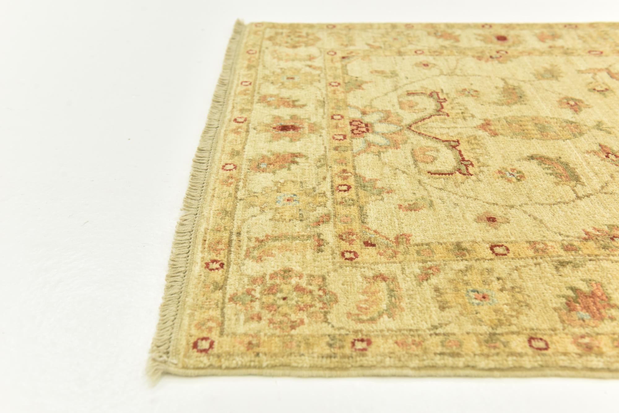 2' 6 x 6' 6 Hand Knotted Peshawar Ziegler Runner Rug