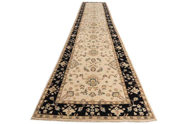 3' 3 x 17' 1 Hand Knotted Peshawar Ziegler Runner Rug