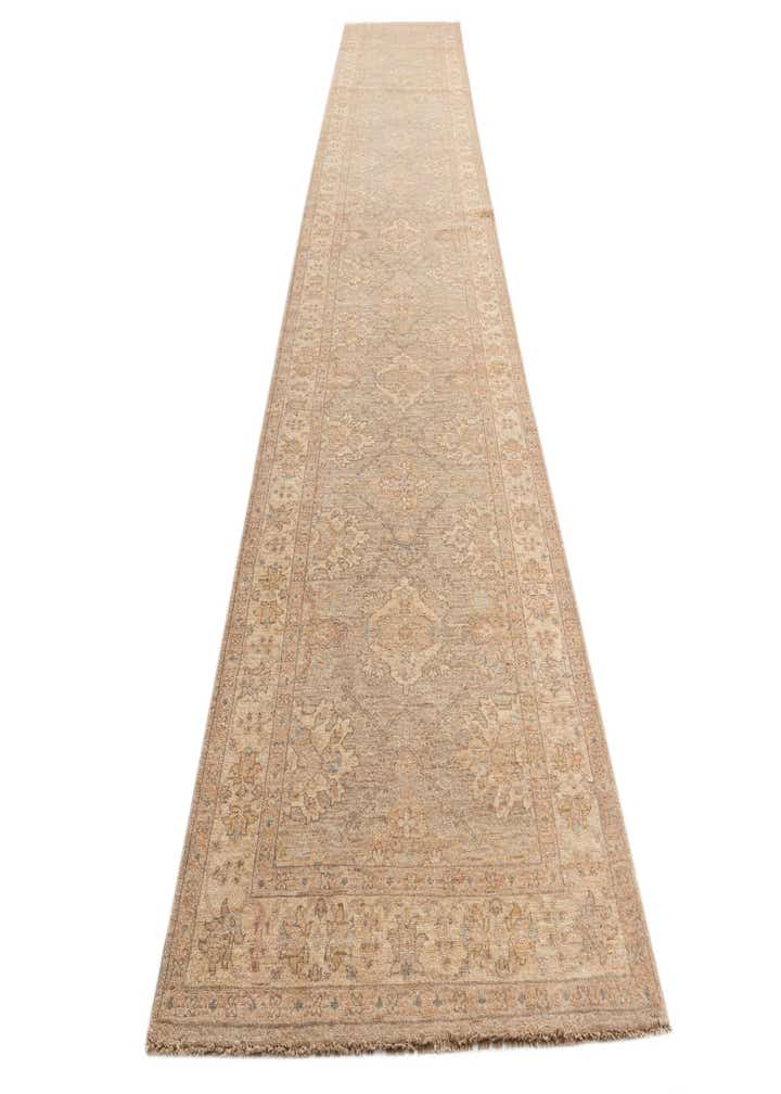 4' 1 x 19' Hand Knotted Peshawar Ziegler Runner Rug