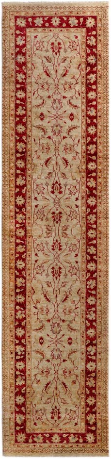 Detail image of 2' 10 x 11' 10 Hand Knotted Peshawar Ziegler Runner Rug