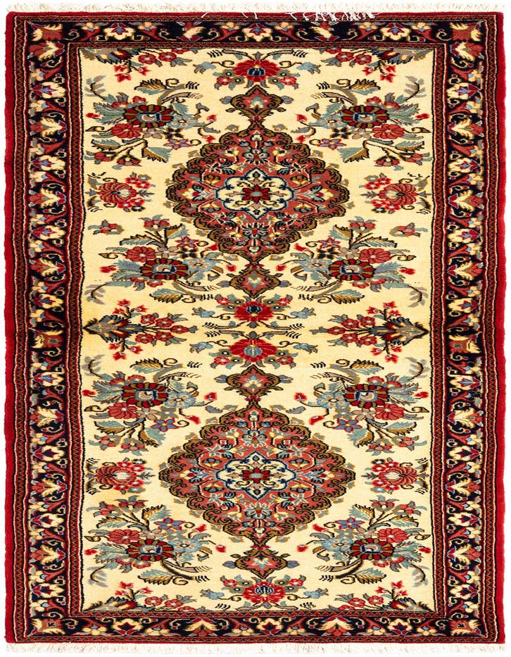 Detail image of 2' 7 x 6' 11 Hand Knotted Qom Persian Runner Rug