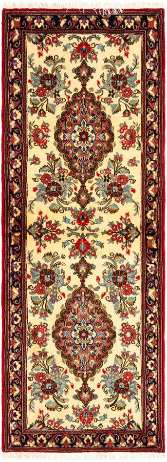 Detail image of 2' 7 x 6' 11 Hand Knotted Qom Persian Runner Rug