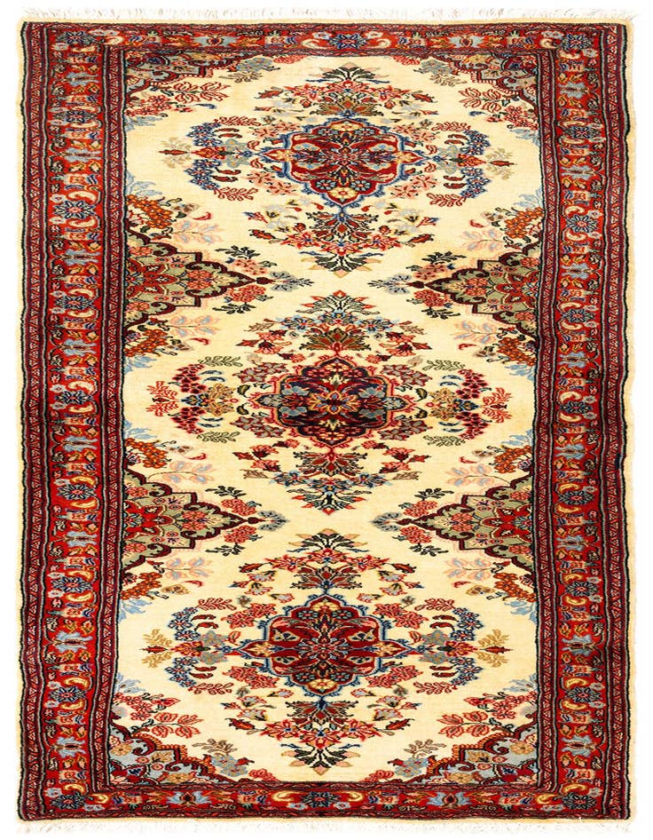 Detail image of 2' 7 x 6' 10 Hand Knotted Qom Persian Runner Rug