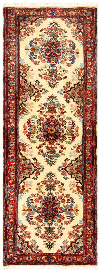 Detail image of 2' 7 x 6' 10 Hand Knotted Qom Persian Runner Rug