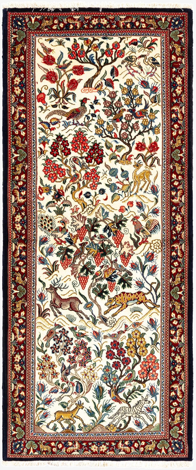 2' 9 x 6' 5  Hand Knotted Qom Persian Runner Rug