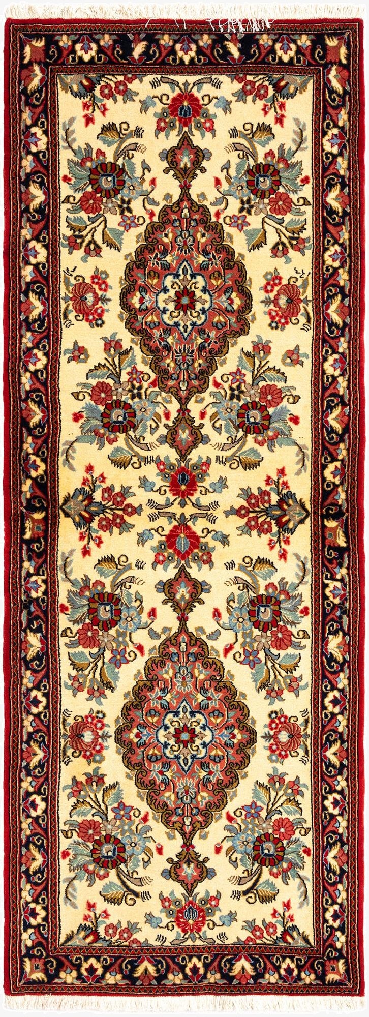 2' 7 x 6' 11  Hand Knotted Qom Persian Runner Rug
