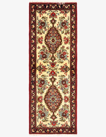 2' 7 x 6' 11 Hand Knotted Qom Persian Runner Rug