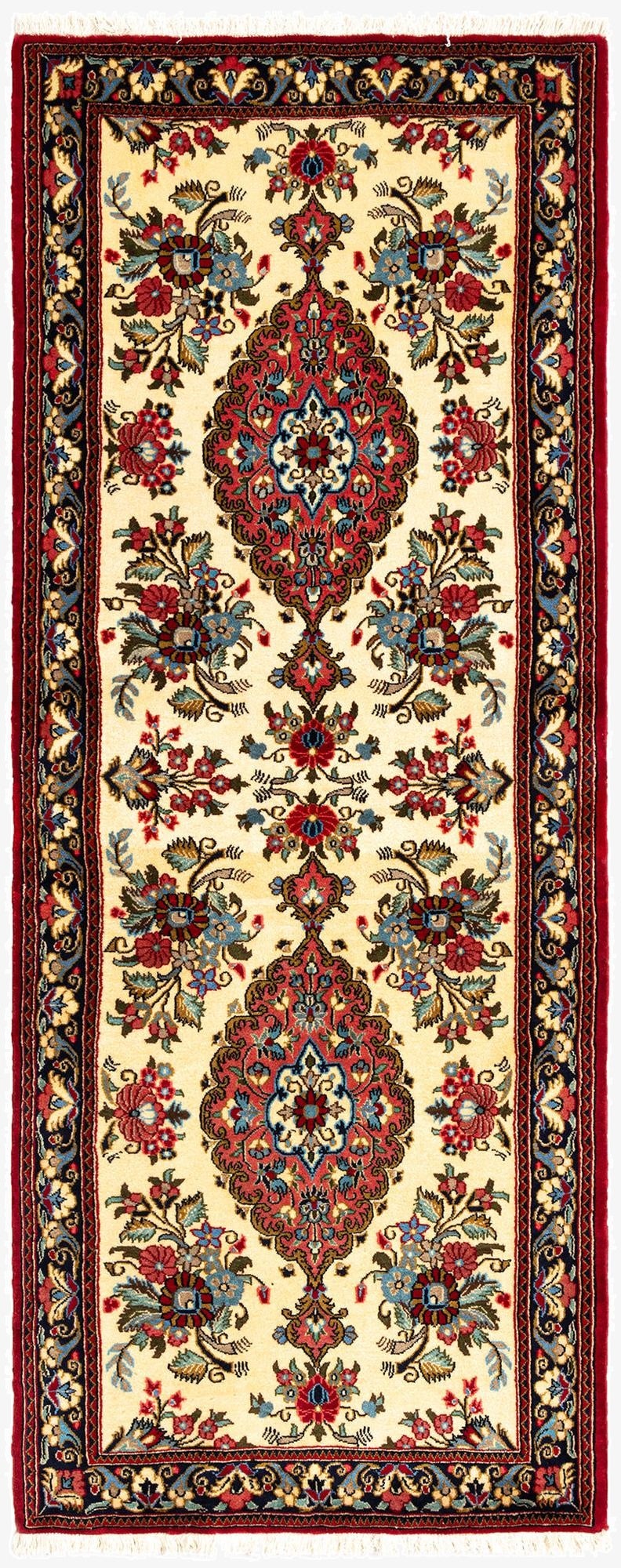 2' 7 x 6' 9  Hand Knotted Qom Persian Runner Rug