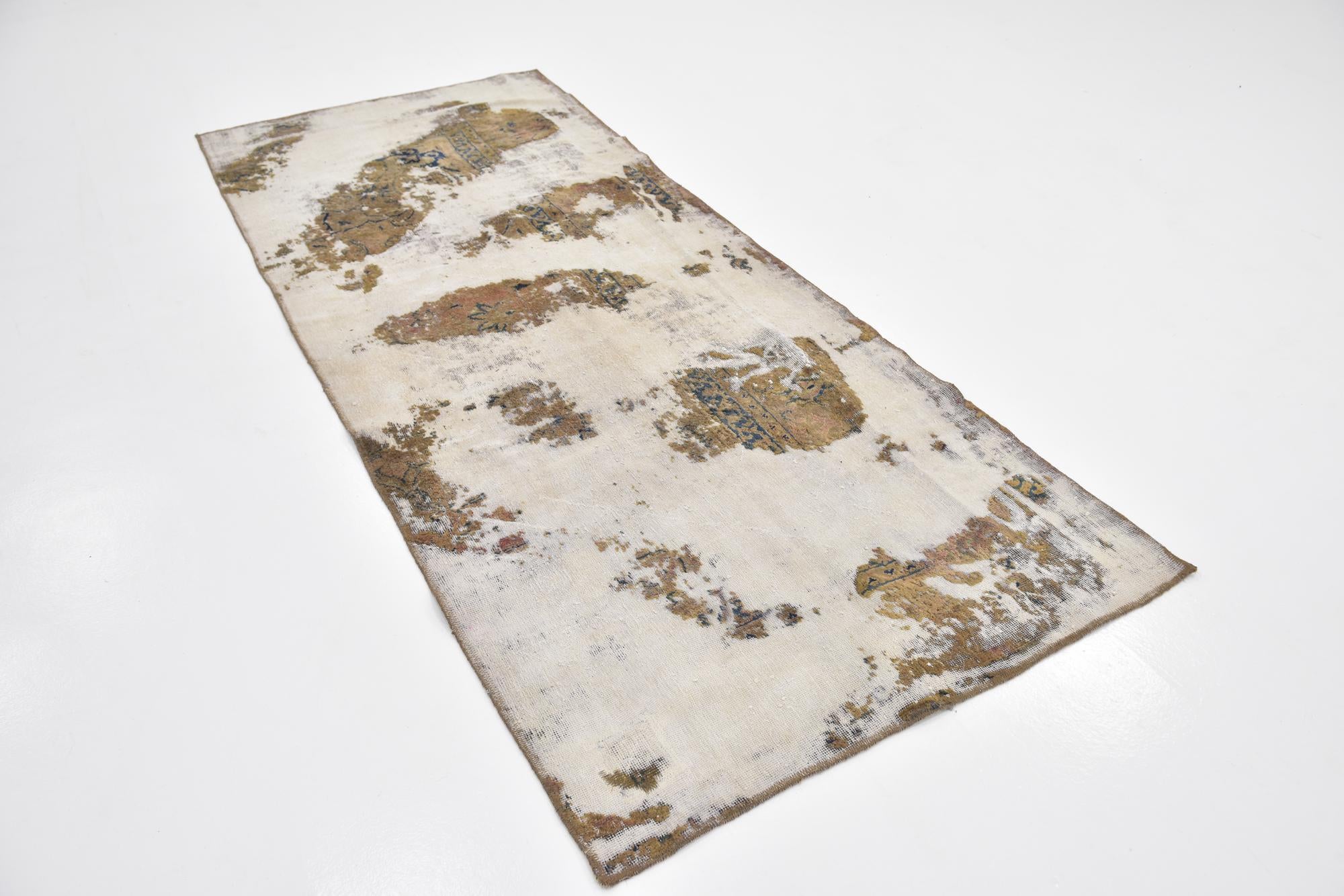 3' 9 x 9' Hand Knotted Ultra Vintage Persian Wool Runner Rug