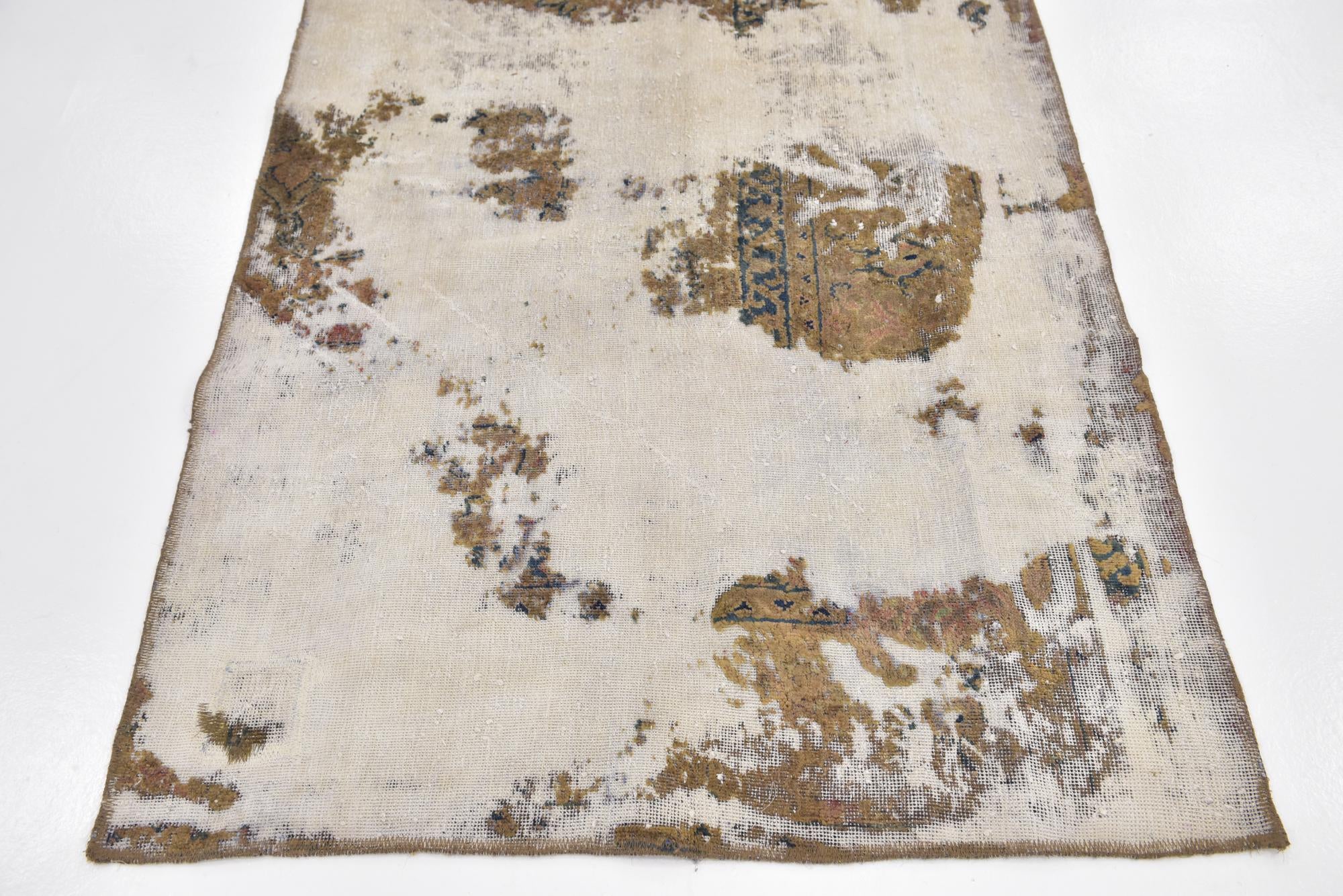 3' 9 x 9' Hand Knotted Ultra Vintage Persian Wool Runner Rug