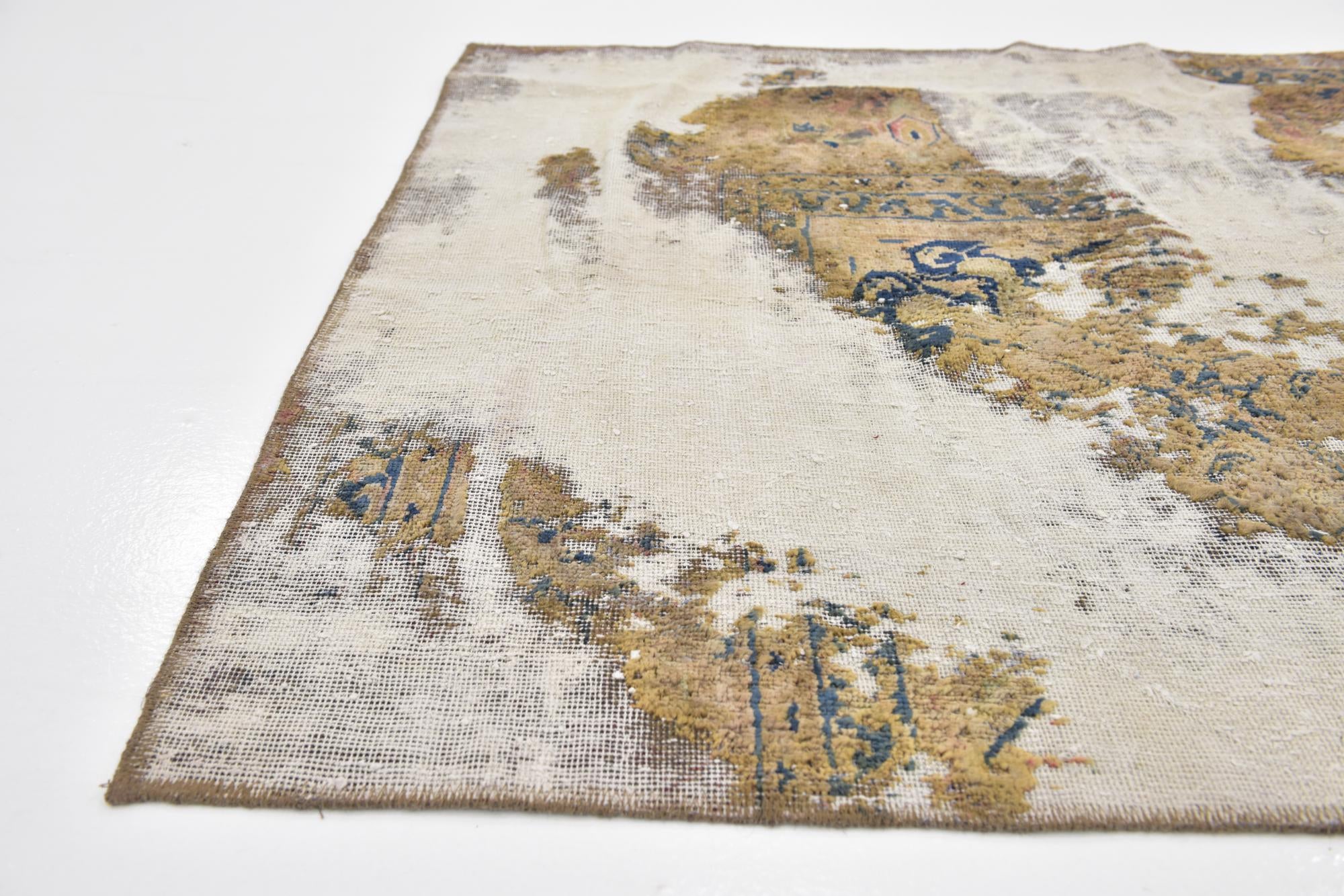 3' 9 x 9' Hand Knotted Ultra Vintage Persian Wool Runner Rug