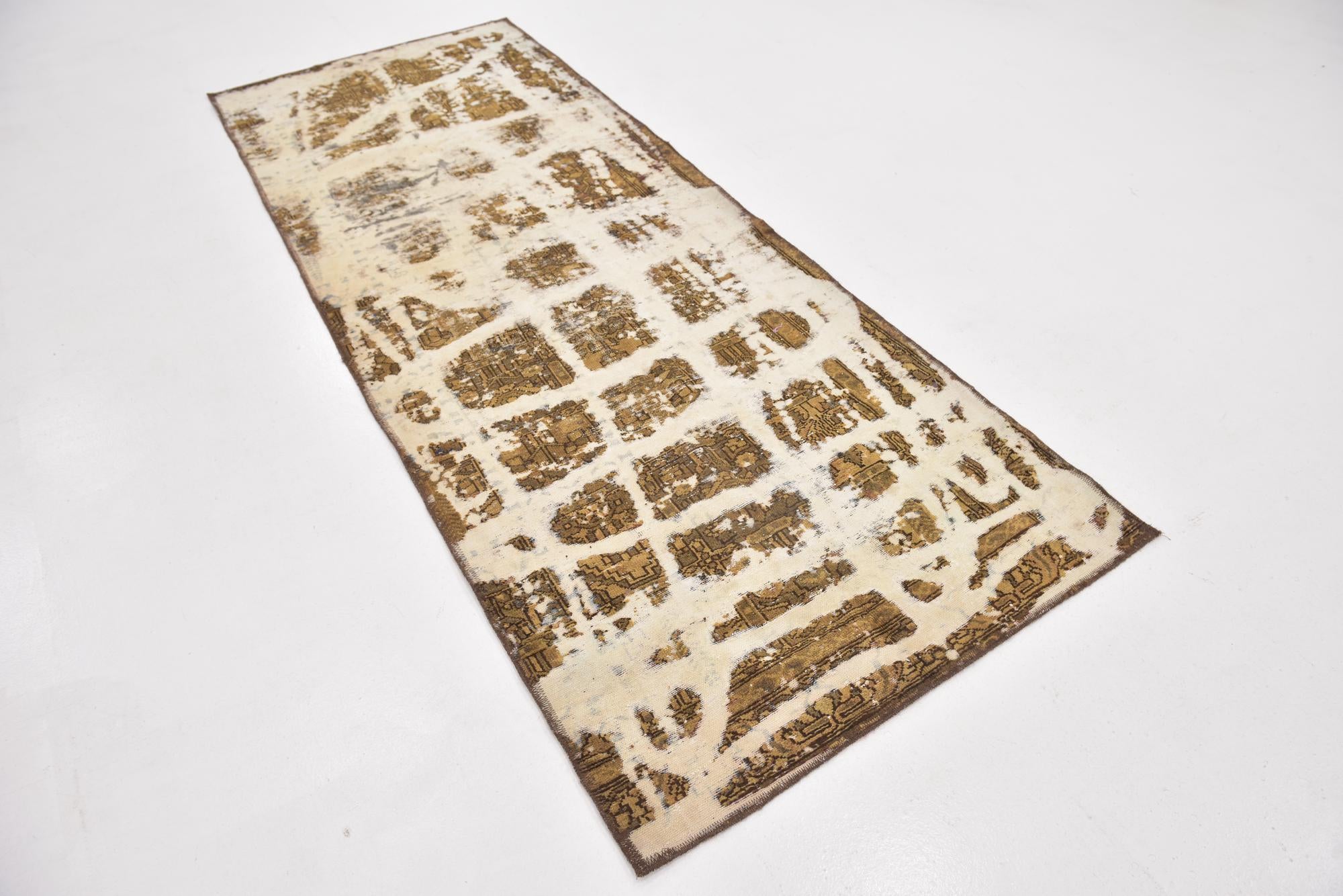 3' 7 x 9' 4 Hand Knotted Ultra Vintage Persian Wool Runner Rug