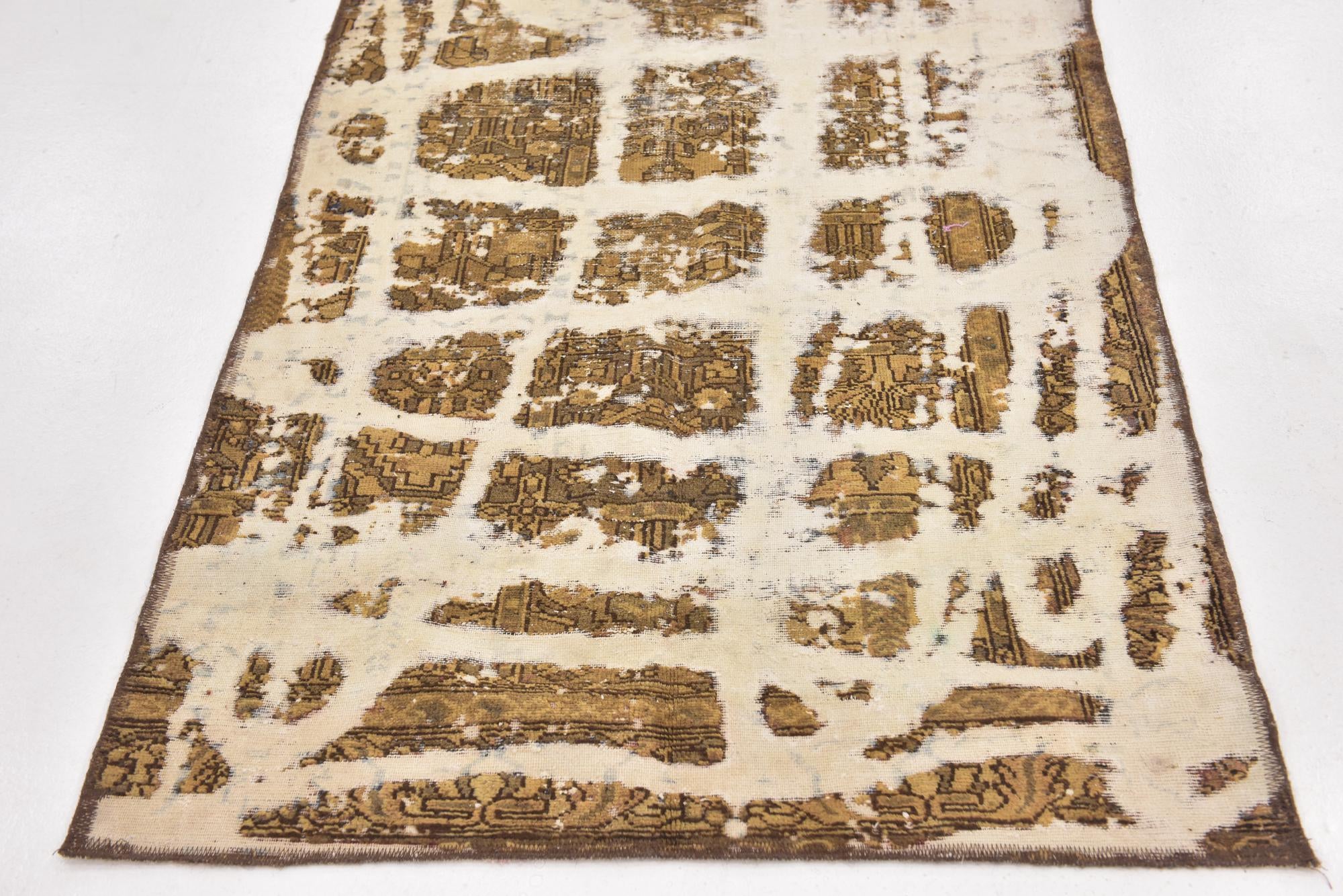 3' 7 x 9' 4 Hand Knotted Ultra Vintage Persian Wool Runner Rug
