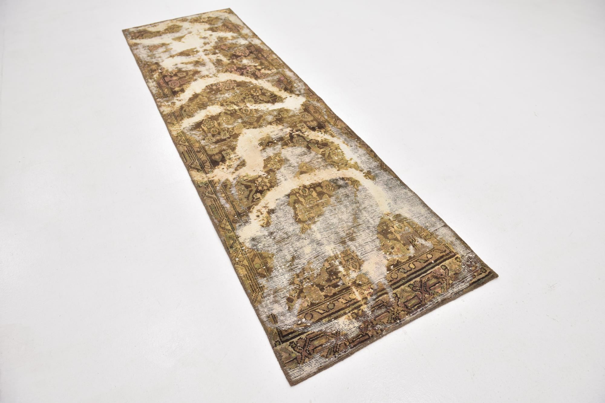 2' 10 x 9' 4 Hand Knotted Ultra Vintage Persian Wool Runner Rug
