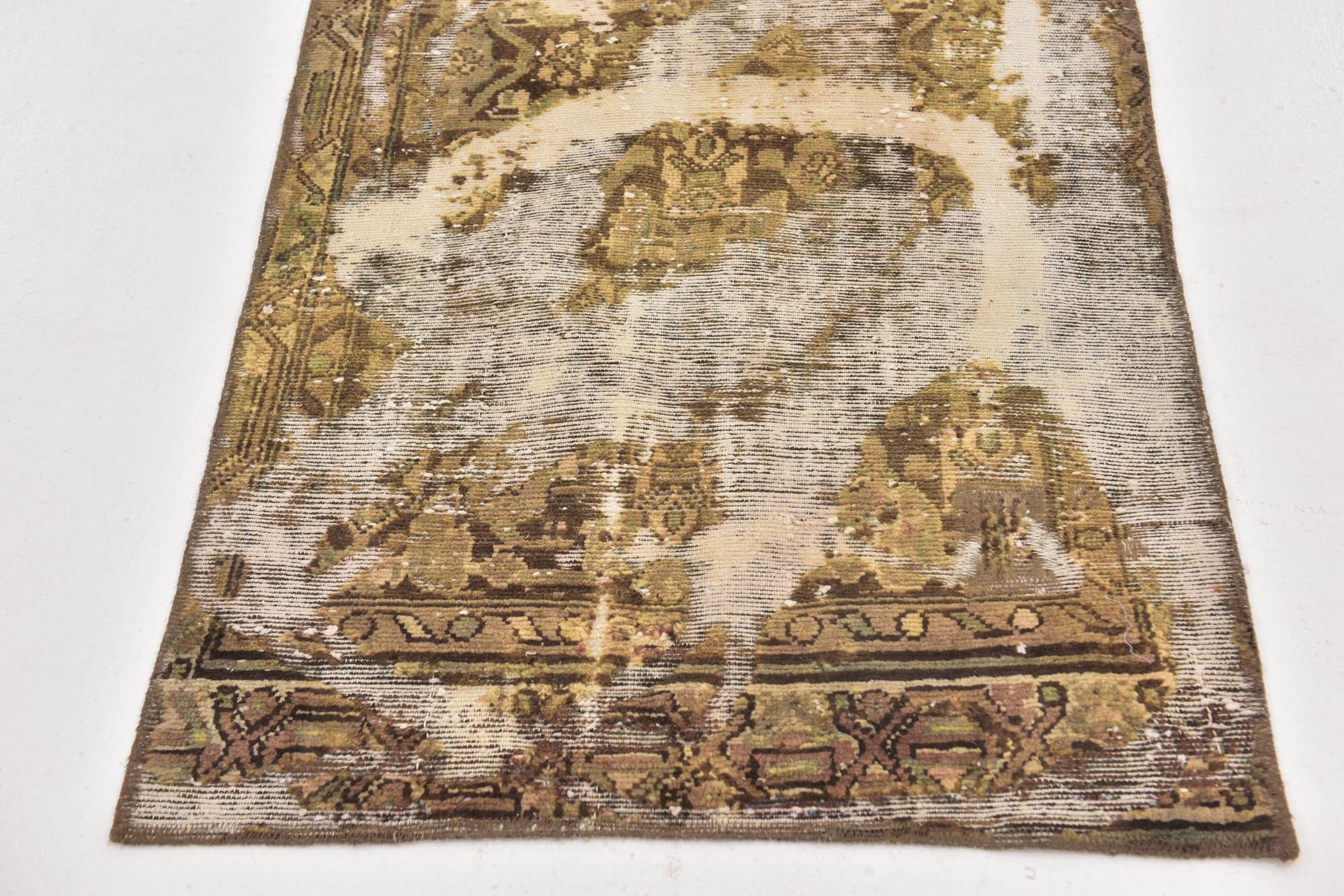 2' 10 x 9' 4 Hand Knotted Ultra Vintage Persian Wool Runner Rug