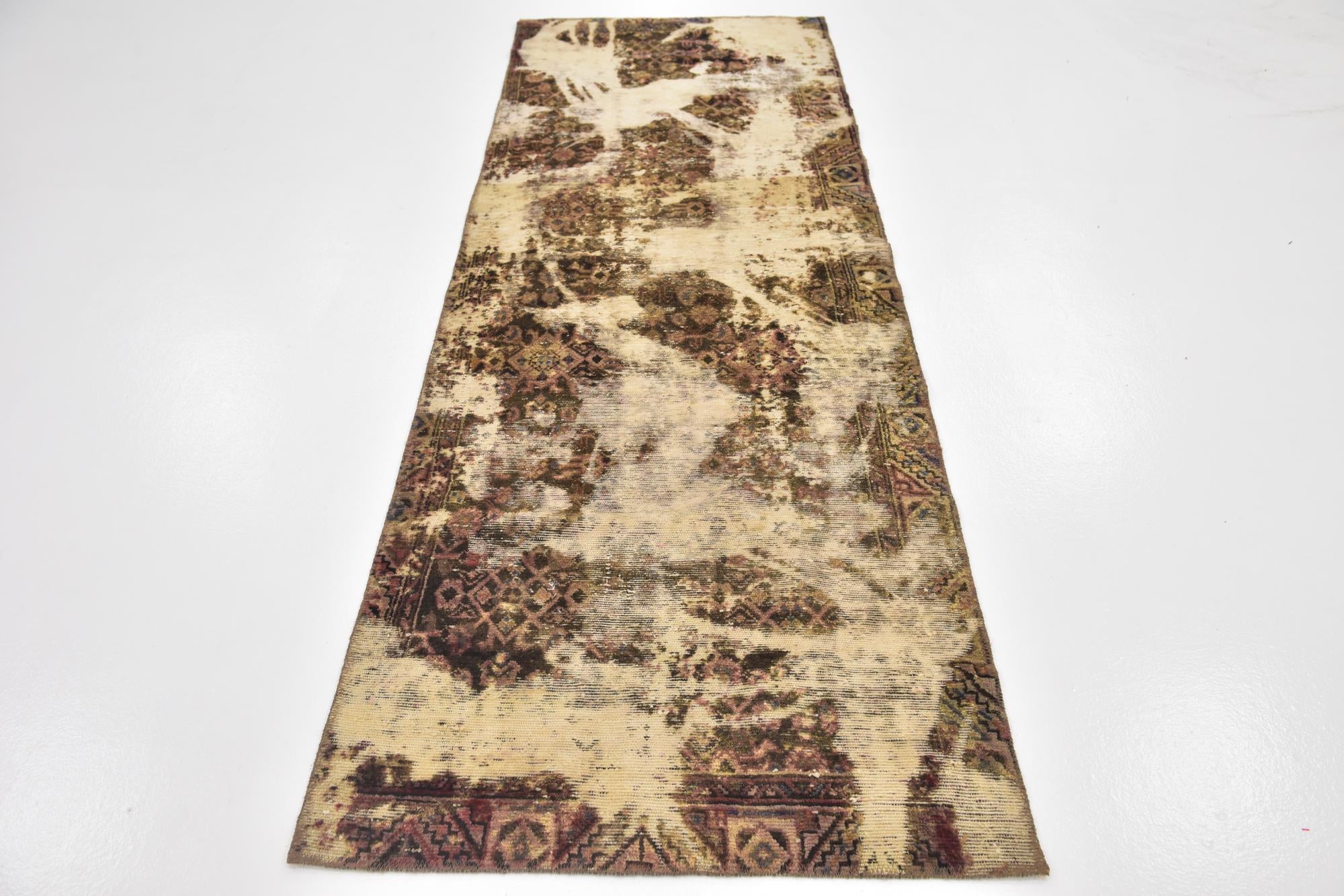 3' x 9' Hand Knotted Ultra Vintage Persian Wool Runner Rug