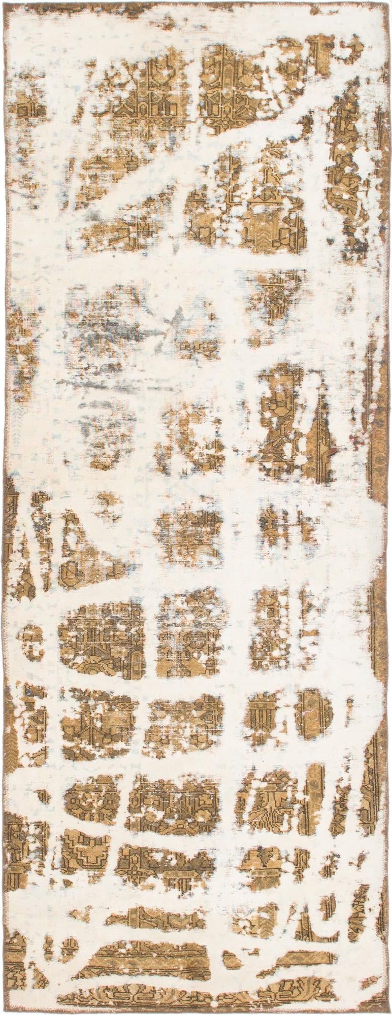 3' 7 x 9' 4  Hand Knotted Ultra Vintage Persian Wool Runner Rug