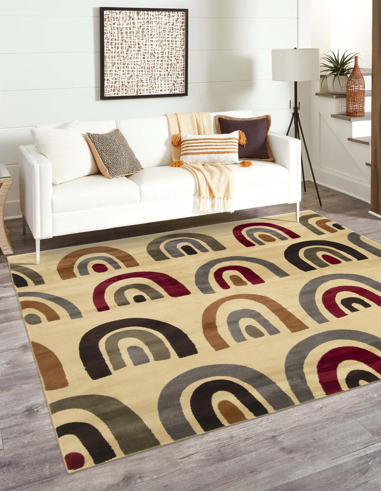 Cream Cafe Square Rug