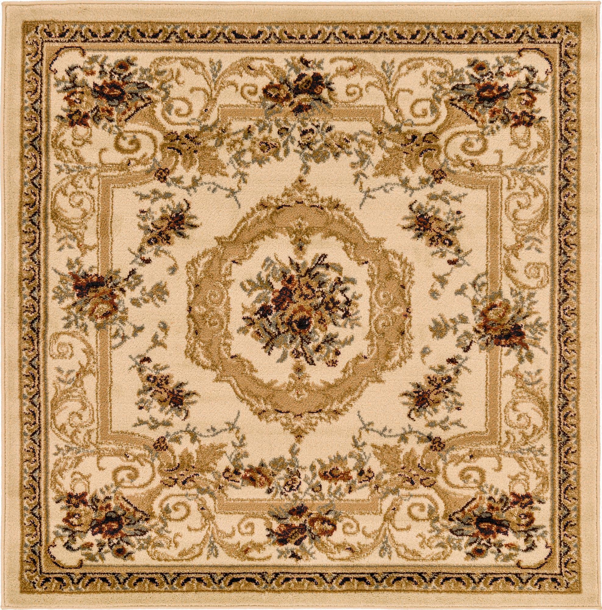 125cm x 125cm Classic Aubusson Cuadrado Alfombra