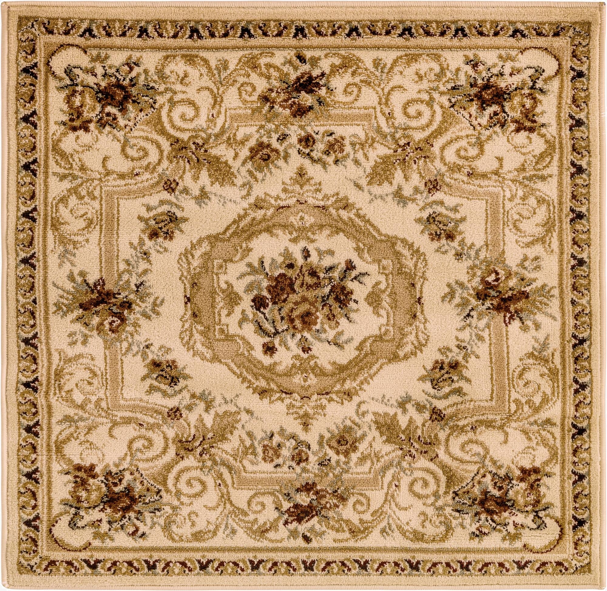 3' x 3' Classic Aubusson Square Rug