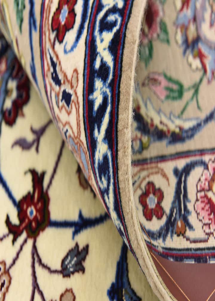 6' 7 x 6' 8 Hand Knotted Isfahan Persian Square Rug