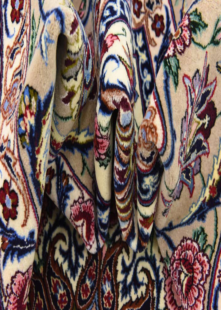 6' 7 x 6' 8 Hand Knotted Isfahan Persian Square Rug