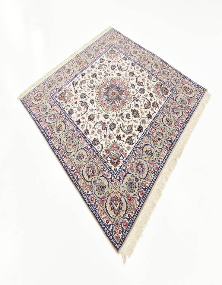 Detail image of 6' 7 x 6' 8 Hand Knotted Isfahan Persian Square Rug