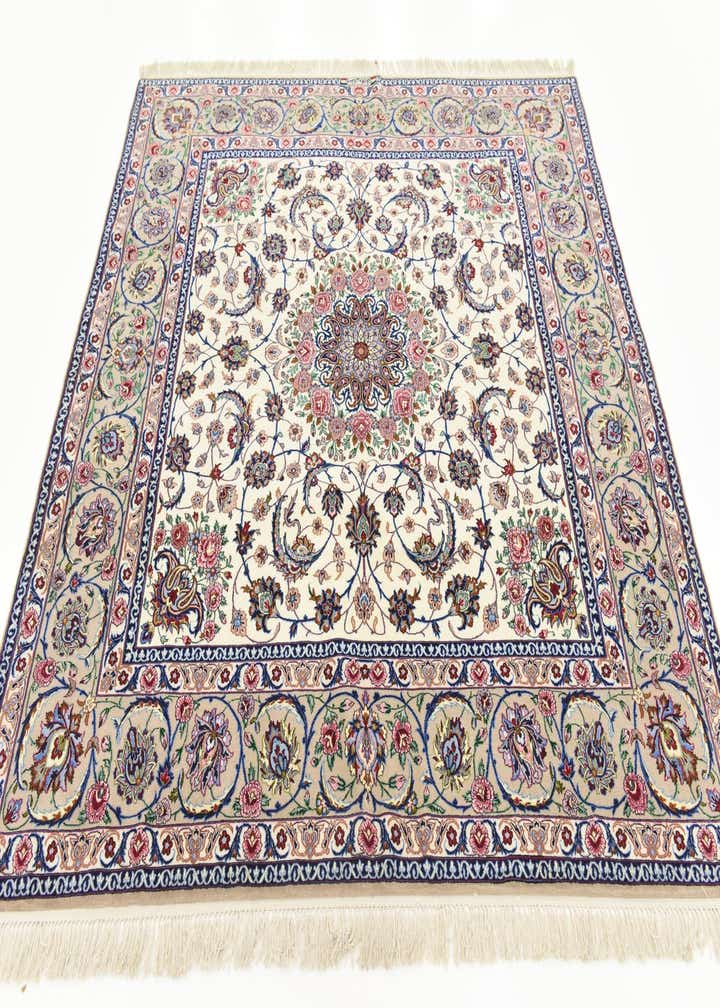 6' 7 x 6' 8 Hand Knotted Isfahan Persian Square Rug