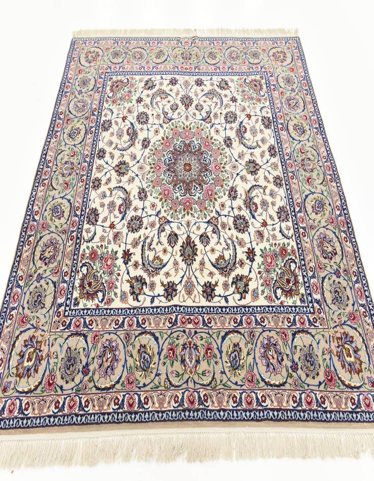 Detail image of 6' 7 x 6' 8 Hand Knotted Isfahan Persian Square Rug