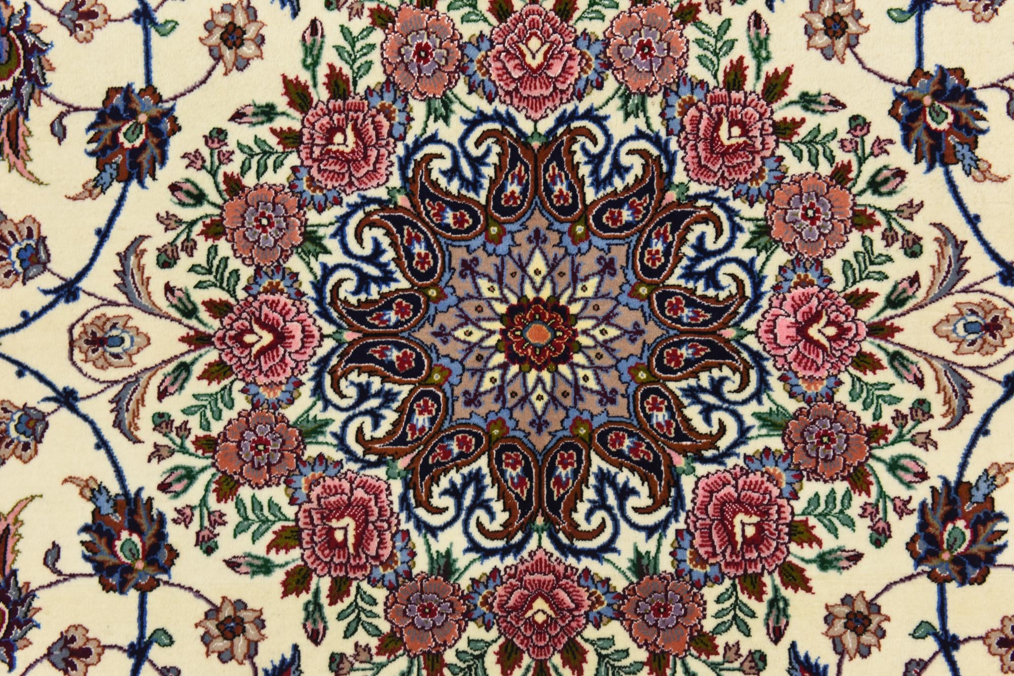 6' 7 x 6' 8 Hand Knotted Isfahan Persian Square Rug