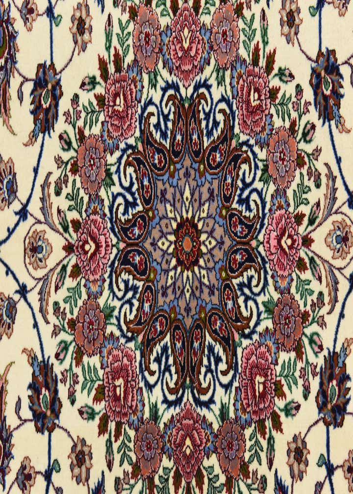 6' 7 x 6' 8 Hand Knotted Isfahan Persian Square Rug