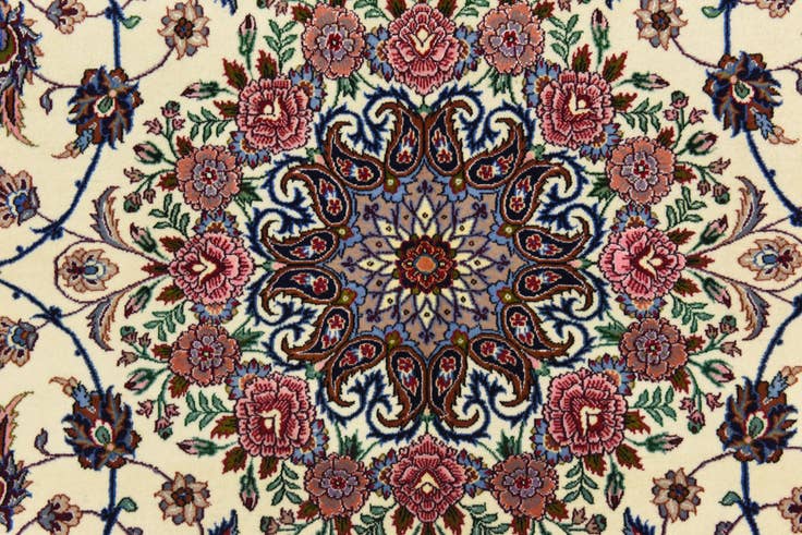 Detail image of 6' 7 x 6' 8 Hand Knotted Isfahan Persian Square Rug