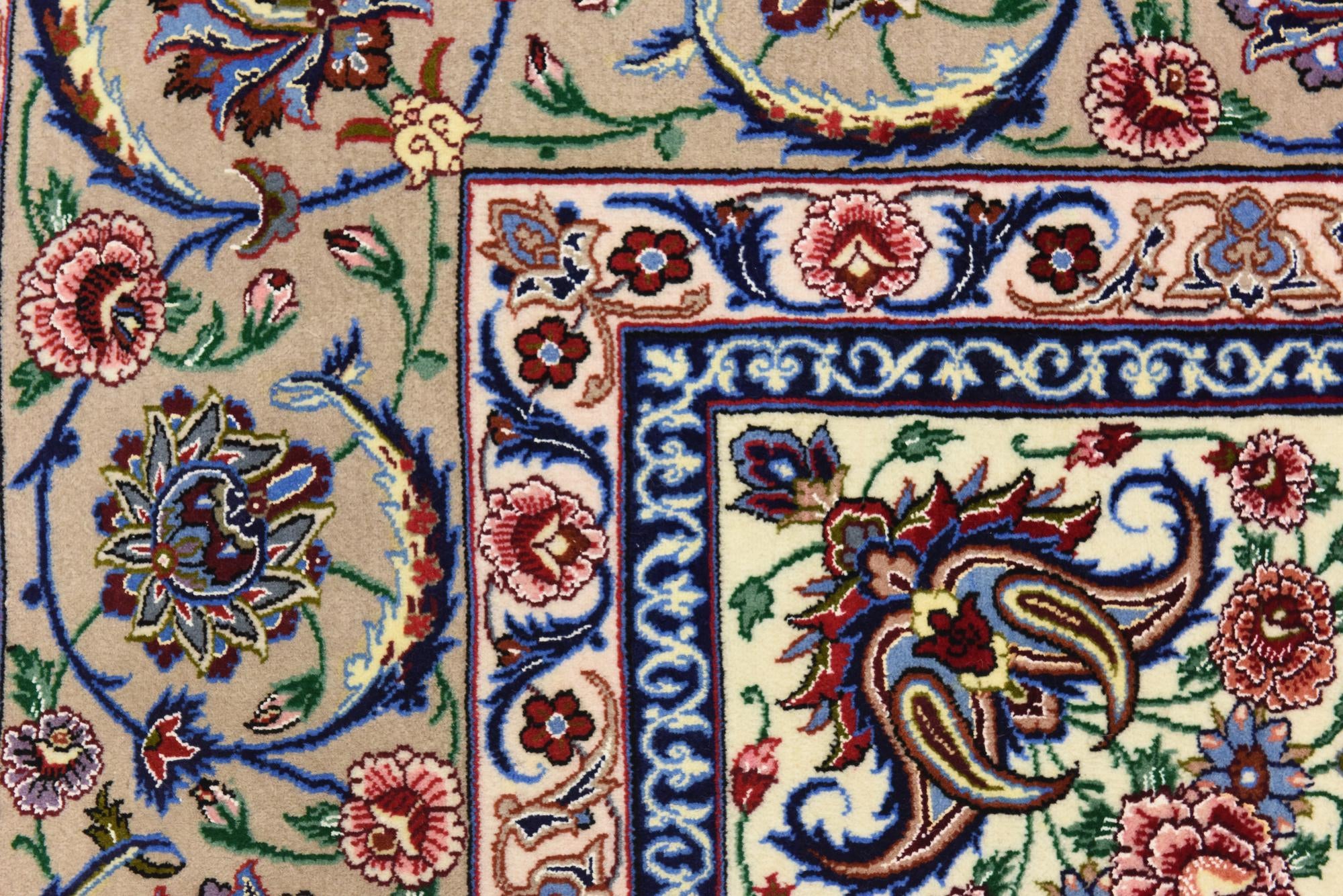 6' 7 x 6' 8 Hand Knotted Isfahan Persian Square Rug