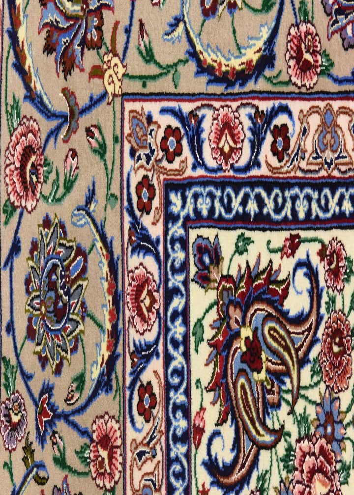 6' 7 x 6' 8 Hand Knotted Isfahan Persian Square Rug
