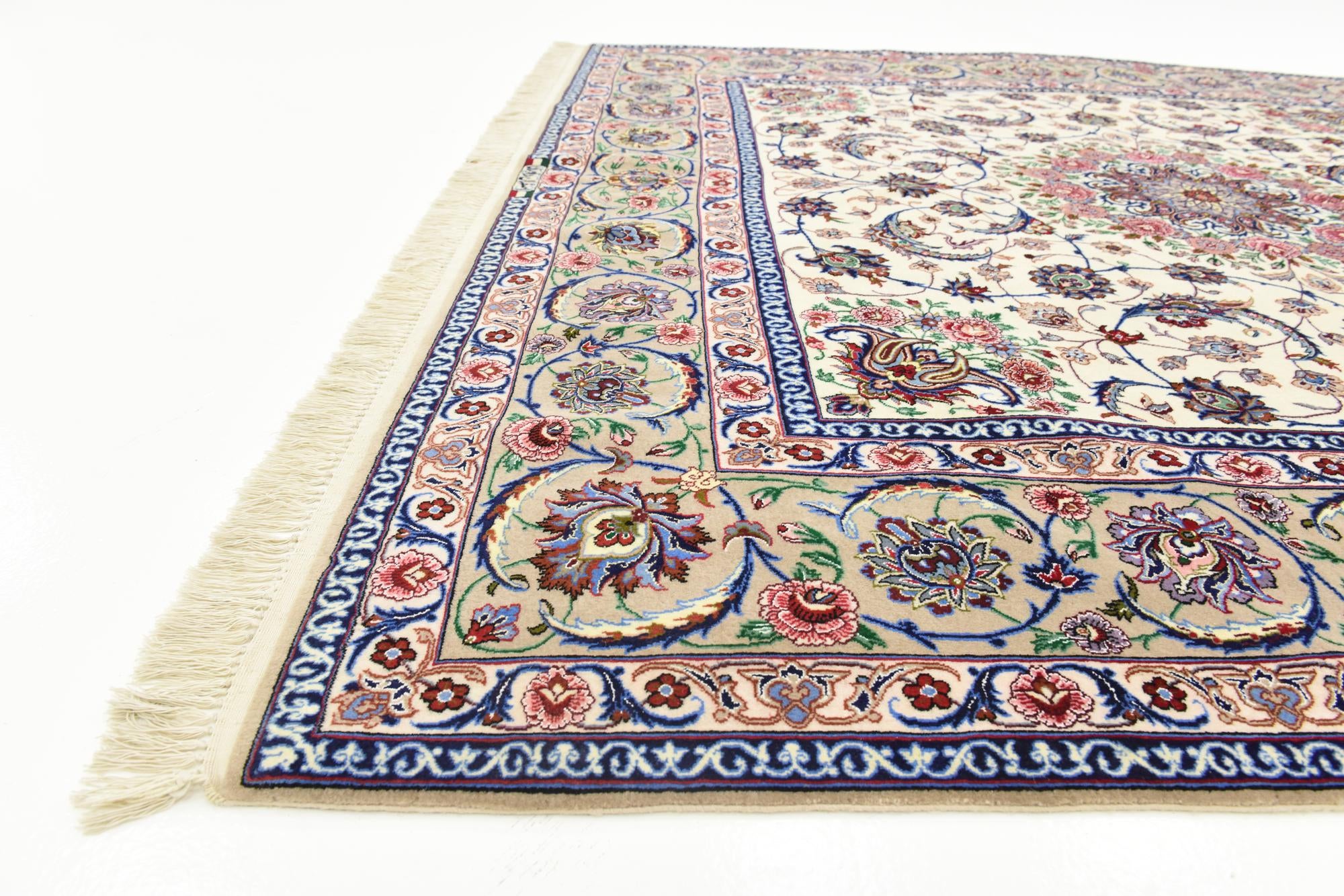 6' 7 x 6' 8 Hand Knotted Isfahan Persian Square Rug
