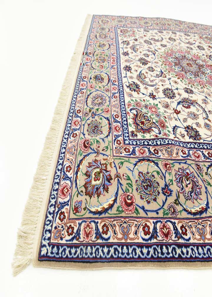 6' 7 x 6' 8 Hand Knotted Isfahan Persian Square Rug